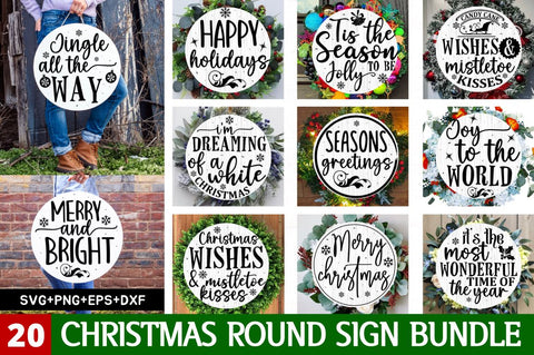 Christmas Round Sign Bundle SVG Regulrcrative 