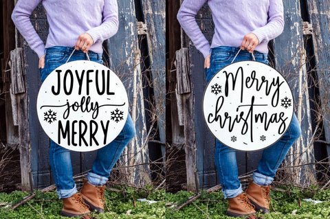 Christmas Round Sign Bundle SVG Regulrcrative 