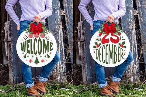Christmas Round sign Bundle SVG Regulrcrative 