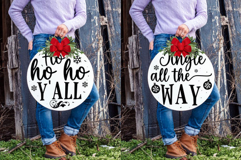 Christmas Round Sign Bundle SVG Regulrcrative 