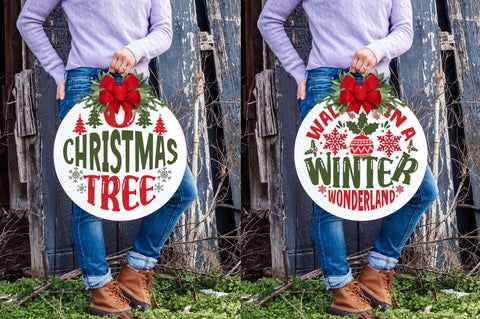 Christmas Round sign Bundle SVG Regulrcrative 