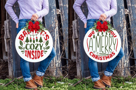 Christmas Round sign Bundle SVG Regulrcrative 