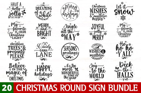 Christmas Round Sign Bundle SVG Regulrcrative 