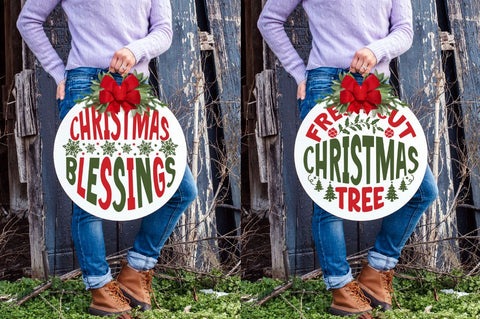 Christmas Round sign Bundle SVG Regulrcrative 