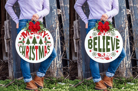Christmas Round sign Bundle SVG Regulrcrative 