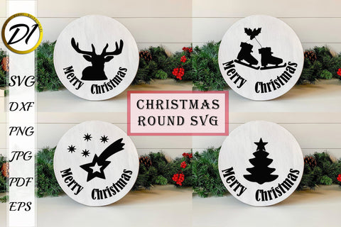 Christmas Round sign Design. Christmas SVG. Laser Cut SVG Evgenyia Guschina 