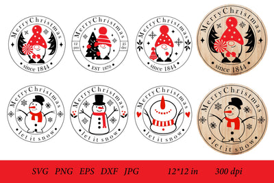 Christmas Round Sign. Gnome Christmas SVG. Snowman SVG SVG Olga Terlyanskaya 