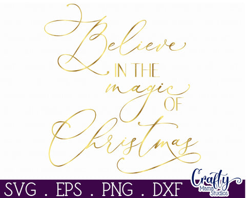 Christmas Round Sign Svg, Believe In The Magic Door Hanger SVG Crafty Mama Studios 