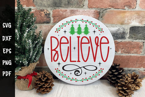 Christmas Round Sign SVG - Believe SVG CraftLabSVG 