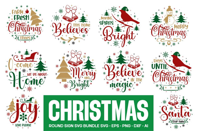 Christmas Round Sign Svg Bundle 1 SVG designmaster24 