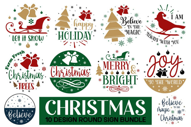 christmas round sign Svg Bundle , christmas round sign svg 10 Design , farmhouse Svg design SVG designmaster24 