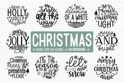 Christmas Round Sign SVG Bundle Cut File SVG akazaddesign 