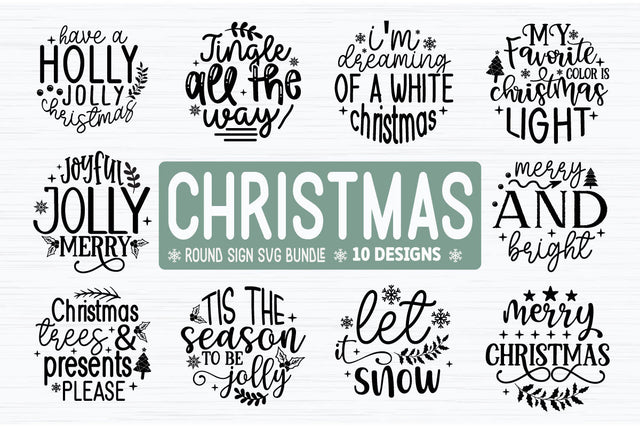 Christmas Round Sign SVG Bundle Cut File SVG akazaddesign 