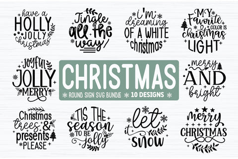 Christmas Round Sign SVG Bundle Cut File SVG akazaddesign 
