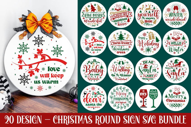 Christmas Round Sign Svg Bundle, farmhouse svg design SVG designmaster24 