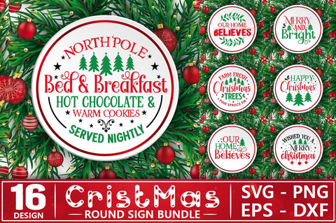 Christmas Round Sign SVG Bundle, Ornament SVG Bundle SVG Shetara Begum 