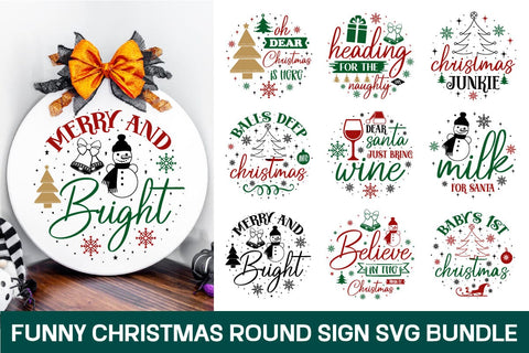 Christmas Round Sign svg Bundle | Round Christmas Sign | Door Sign SVG designmaster24 