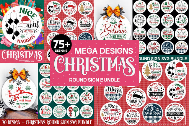 Christmas Round Sign svg Bundle | Round Christmas Sign | Door Sign SVG designmaster24 