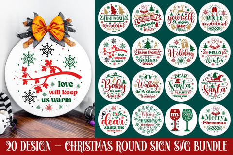 Christmas Round Sign svg Bundle | Round Christmas Sign | Door Sign SVG designmaster24 