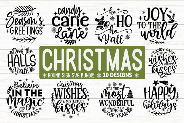 Christmas Round Sign SVG Bundle SVG akazaddesign 