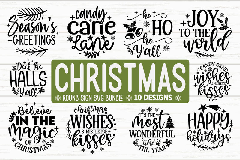 Christmas Round Sign SVG Bundle - So Fontsy