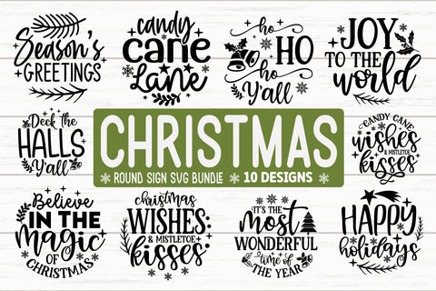 Christmas Round Sign SVG Bundle SVG akazaddesign 