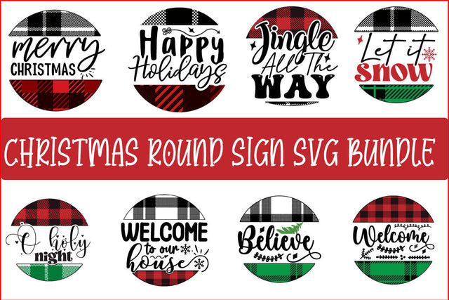 Christmas Round Sign SVG Bundle SVG CraftingStudio 