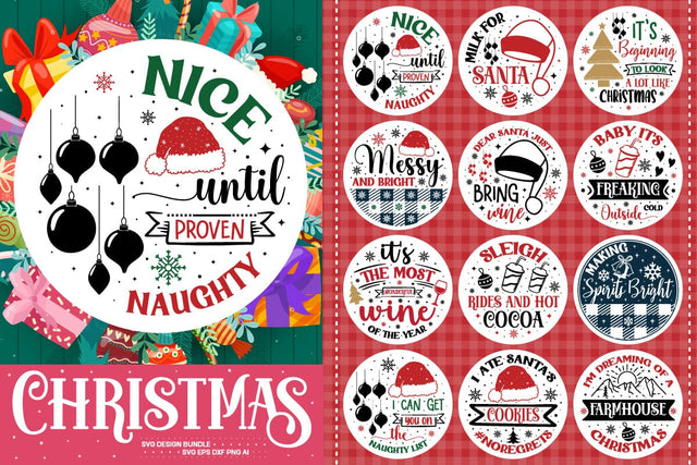 Christmas Round Sign Svg Bundle SVG designmaster24 