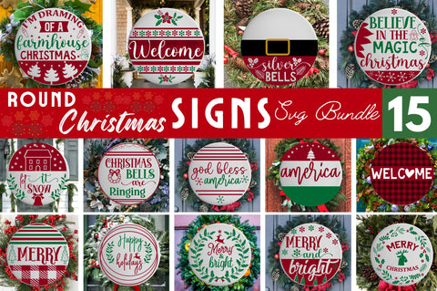 Christmas Round Sign SVG Bundle SVG Regulrcrative 