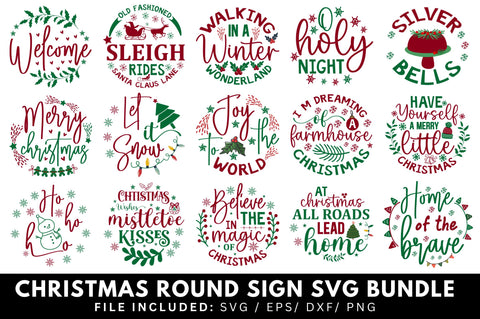 Christmas Round Sign SVG Bundle SVG Regulrcrative 