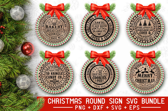 Christmas Round Sign SVG Bundle SVG Rupkotha 