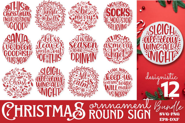 Christmas Round Sign SVG Bundle SVG SVG DESIGNISTIC 
