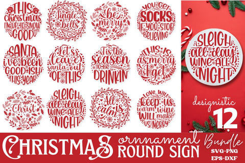 Christmas Round Sign SVG Bundle SVG SVG DESIGNISTIC 