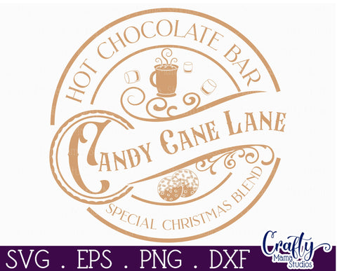 Christmas Round Sign Svg, Candy Cane Lane Door Hanger SVG Crafty Mama Studios 