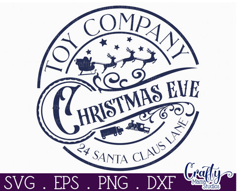 Christmas Round Sign Svg, Christmas Eve Toy Co Door Hanger SVG Crafty Mama Studios 