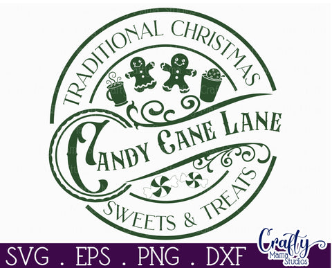 Christmas Round Sign Svg, Christmas Sweets Door Hanger SVG Crafty Mama Studios 