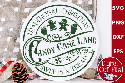 Christmas Round Sign Svg, Christmas Sweets Door Hanger SVG Crafty Mama Studios 