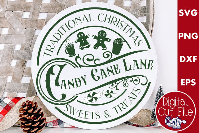 Christmas Round Sign Svg, Christmas Sweets Door Hanger SVG Crafty Mama Studios 
