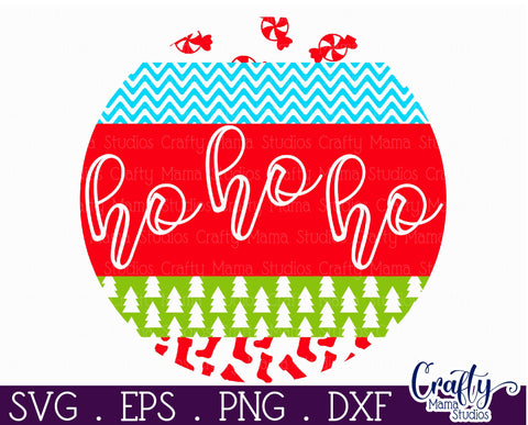 Christmas Round Sign Svg Door Hanger, Ho Ho Ho SVG Crafty Mama Studios 