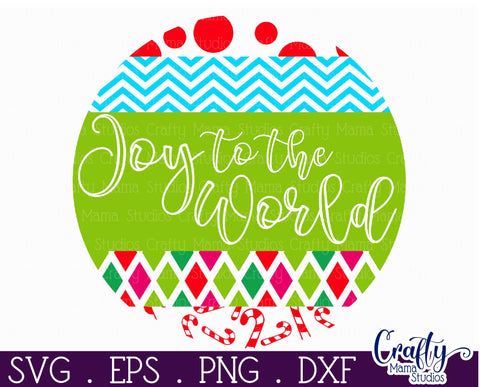 Christmas Round Sign Svg Door Hanger, Joy To The World SVG Crafty Mama Studios 