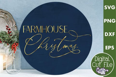 Christmas Round Sign Svg, Farmhouse Christmas Door Hanger SVG Crafty Mama Studios 