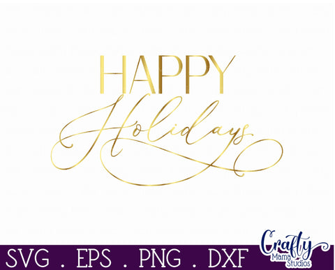 Christmas Round Sign Svg, Happy Holidays Door Hanger SVG Crafty Mama Studios 