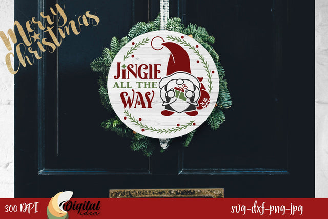 Christmas round sign SVG. Jingle all the way SVG Design. SVG Evgenyia Guschina 
