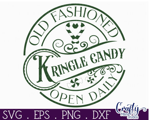 Christmas Round Sign Svg, Kringle Candy Company Door Hanger SVG Crafty Mama Studios 