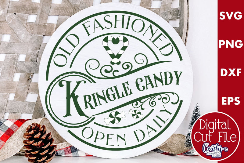 Christmas Round Sign Svg, Kringle Candy Company Door Hanger SVG Crafty Mama Studios 