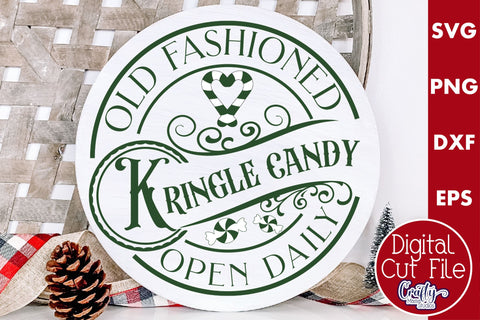 Christmas Round Sign Svg, Kringle Candy Company Door Hanger SVG Crafty Mama Studios 