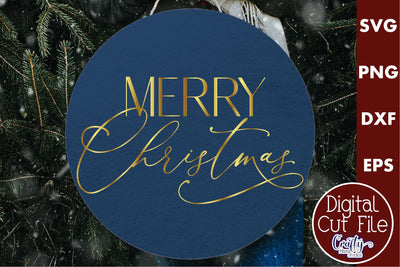 Christmas Round Sign Svg, Merry Christmas Door Hanger SVG Crafty Mama Studios 