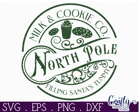Christmas Round Sign Svg, Milk And Cookie Co Door Hanger SVG Crafty Mama Studios 