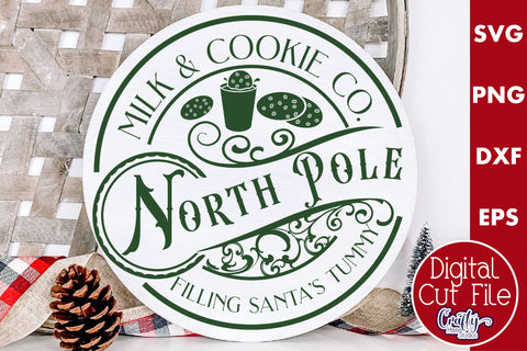 Christmas Round Sign Svg, Milk And Cookie Co Door Hanger SVG Crafty Mama Studios 