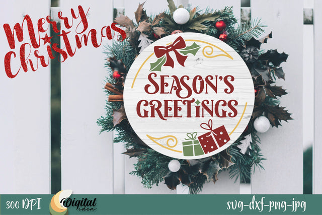 Christmas round sign SVG. Season's Greeting sign SVG Design. Christmas Quotes. SVG Evgenyia Guschina 